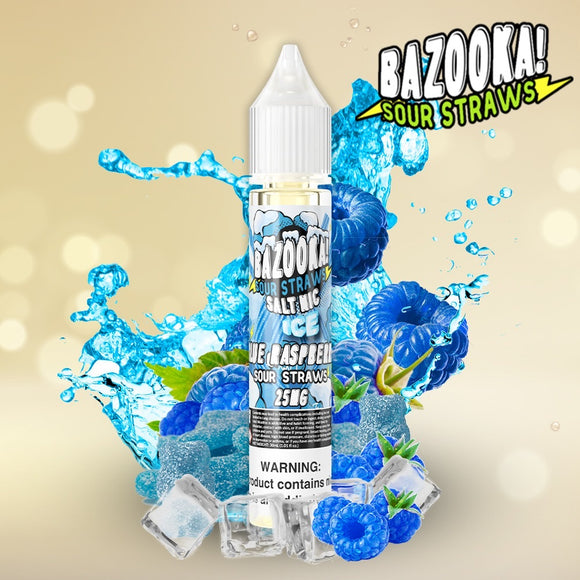 Blue Raspberry Ice Sour Straws - Bazooka SaltNic