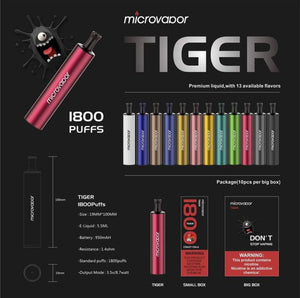 Microvapor Tiger Disposable 1800 Puffs 5% Nicotine | Premium Vapes shop UAE