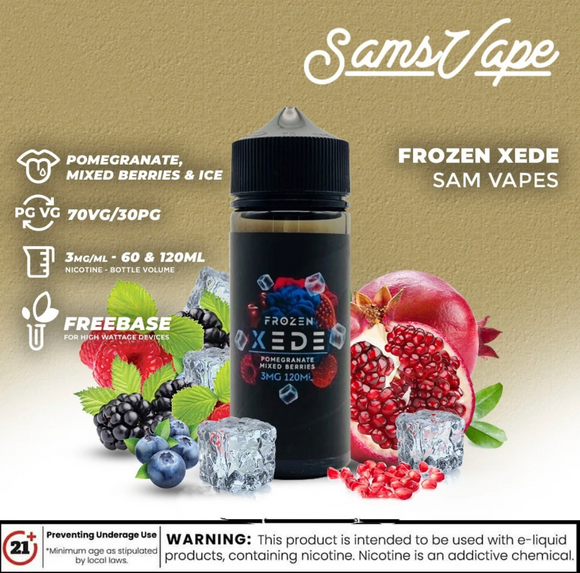 Xede Frozen Pomegranate & Mix Berries Eliquid - Sam Vapes premium vapes shop uae